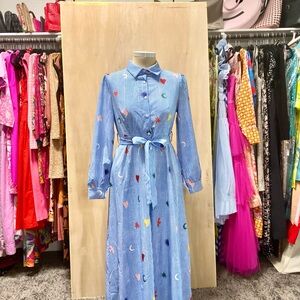 Blue Patterned Women's Dress